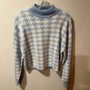 H&M Blue and White Cowl Neck Sweater